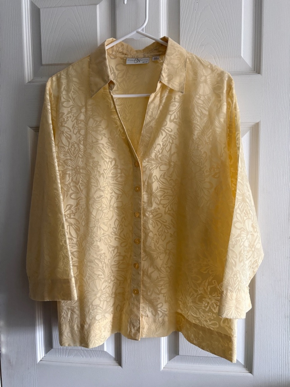 Studio Works Petite Pale Yellow Floral Button-Down Shirt